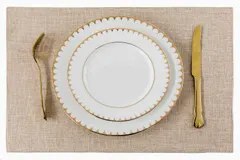 Wholesale solid color linen placemats, non slip and heat-insulating fabric table mats can be customized