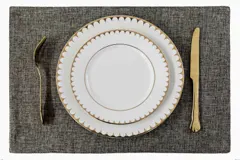 Wholesale solid color linen placemats, non slip and heat-insulating fabric table mats can be customized